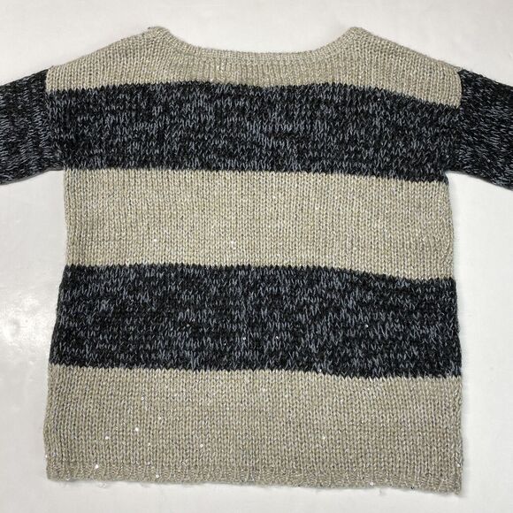 LOFT Striped Sequin Sweater Sz Small Multicolor Long Sleeve Wool/Alpaca Blend - Picture 6 of 8